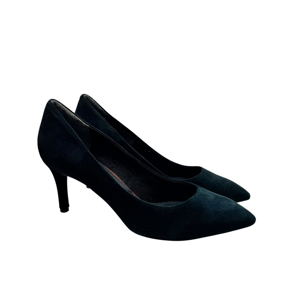 Rockport‎ Total Motion Seude Leather Pointed Kitten Heel Pumps Womens 9 Black